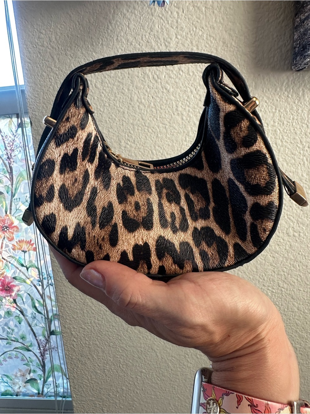 Leopard Print Micro Mini Hobo Bag Gold Hardware Bag Charm Y2K - Picture 17 of 17